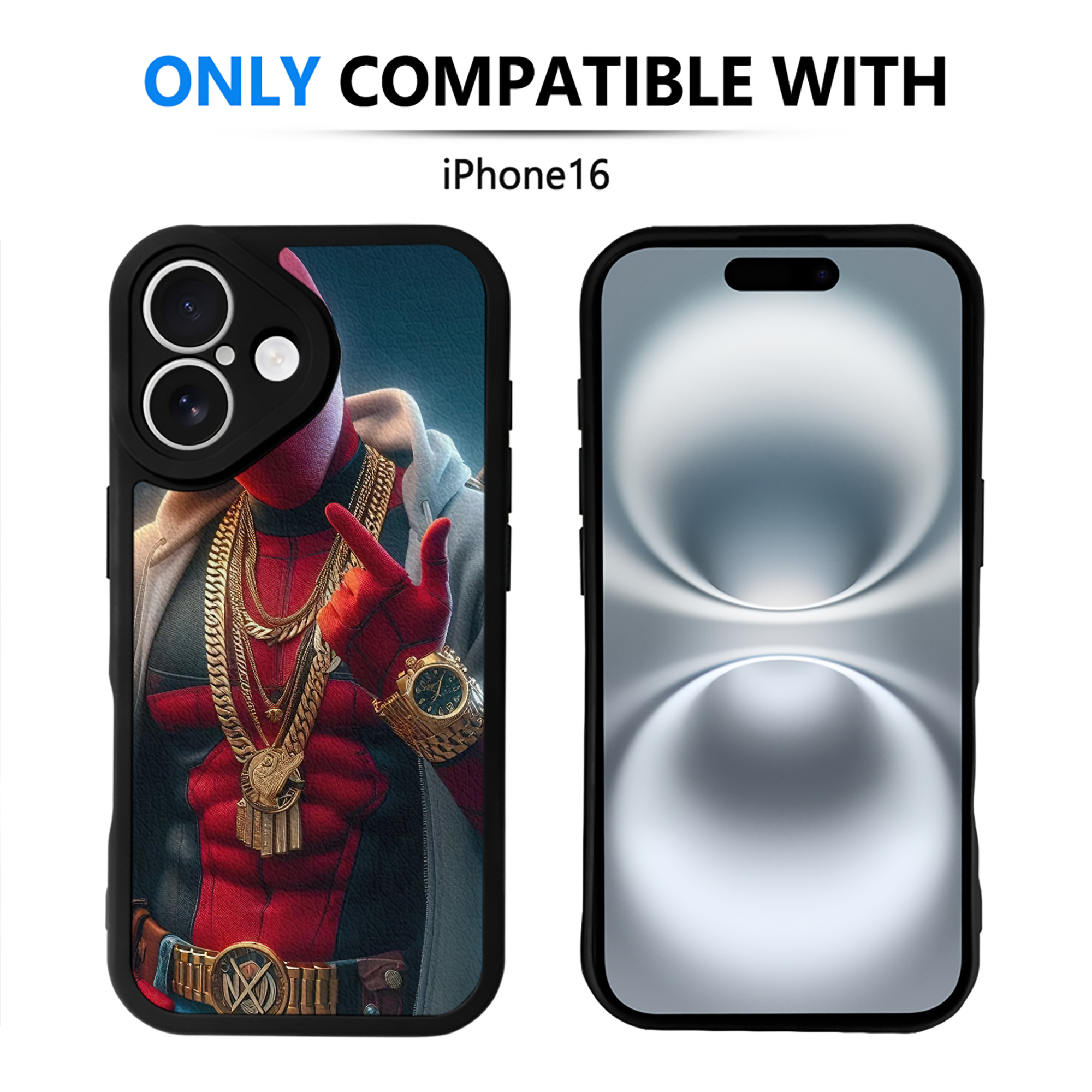 （画像用） Deadpool デッドプール 【iPhone 16シリーズ対応】シリコンスマホケース（レザー調） 材質：シリコン
